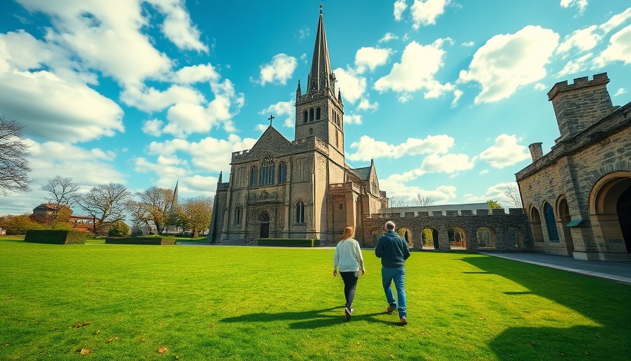 Historic cathedral in Norwich with people walking, family adventure in Norwich.