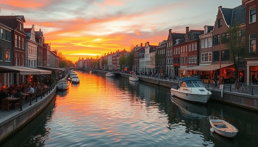 Charming sunset canal scene ideal for choosing a travel destination.