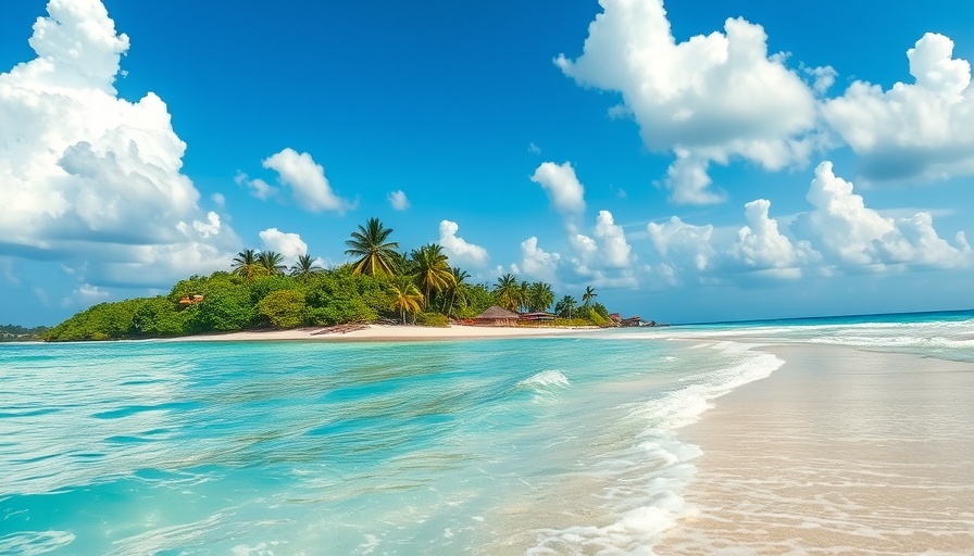 Serene low-sargassum beach in Cancun with clear skies.