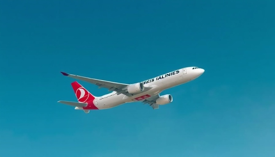 Turkish Airlines airplane flying in blue sky showcasing codeshare agreement.