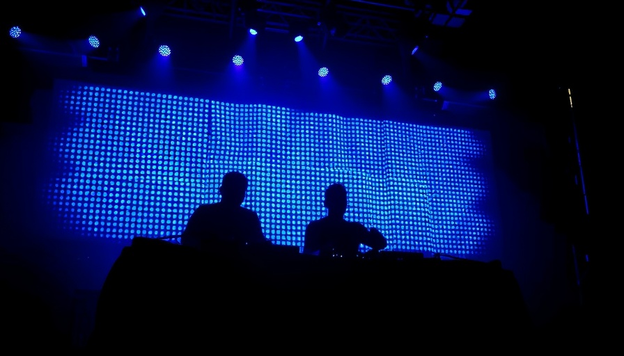 Silhouettes of DJs at a vibrant cultural event today