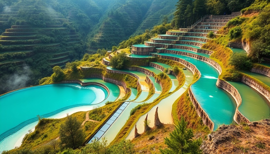 Turquoise terraced pools amid green forest showcasing serene natural beauty.