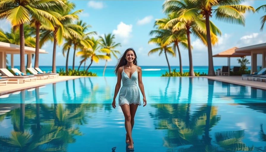 Woman walking by pool at SAii Hotels & Resorts.