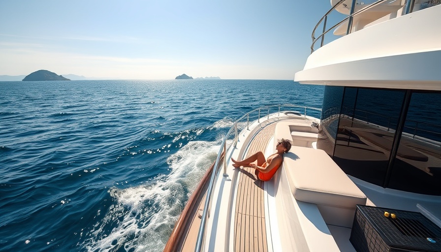 Book a Super Yacht with HELM - Person relaxing on a yacht deck at sea.