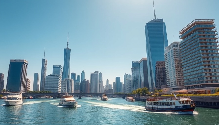 T’way Air Korea travel deals advertisement with skyline and river.