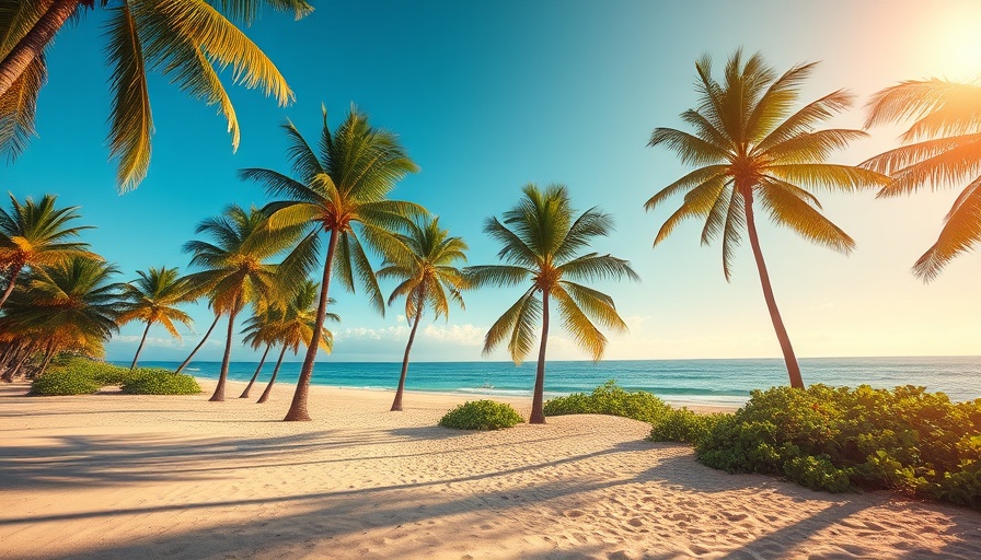 Tropical beach scene for choosing a travel destination.