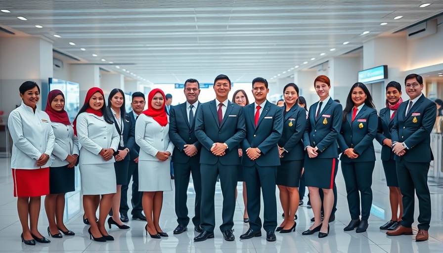 Diverse Emirates staff in a modern terminal showcasing a talent drive.