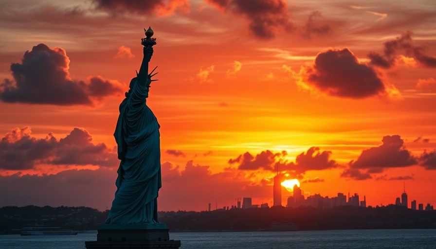 Statue of Liberty at sunset related to extended visa stays for Canadian snowbirds.