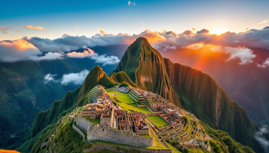 Aerial view of Machu Picchu during a misty sunrise, highlighting Peru's tourism sector growth 2025.