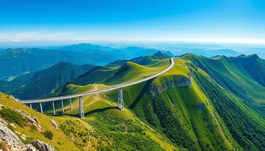 Panoramic mountain view with sky bridge for budget travel.