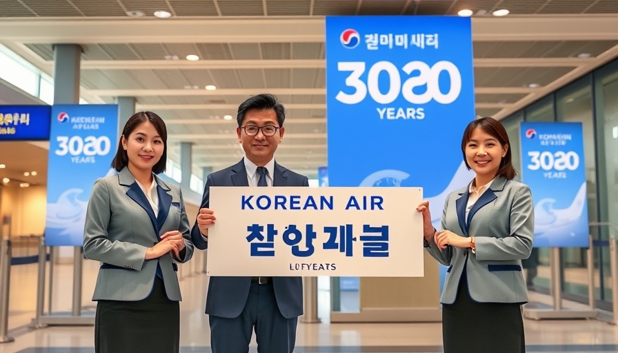 Korean Air celebrates 30 years in Washington D.C. with representatives in airport.