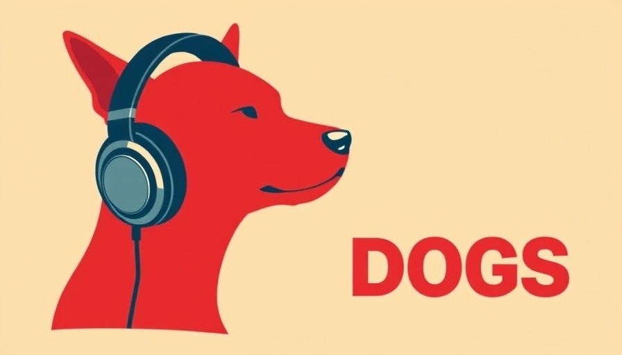 Retro dog with headphones design, cultural events near me.