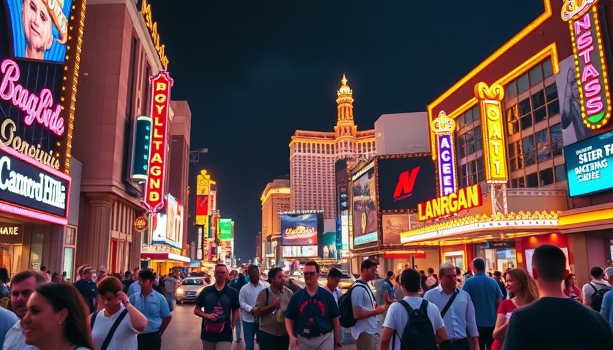 Bustling Las Vegas Strip at night with vibrant neon lights in 2025.
