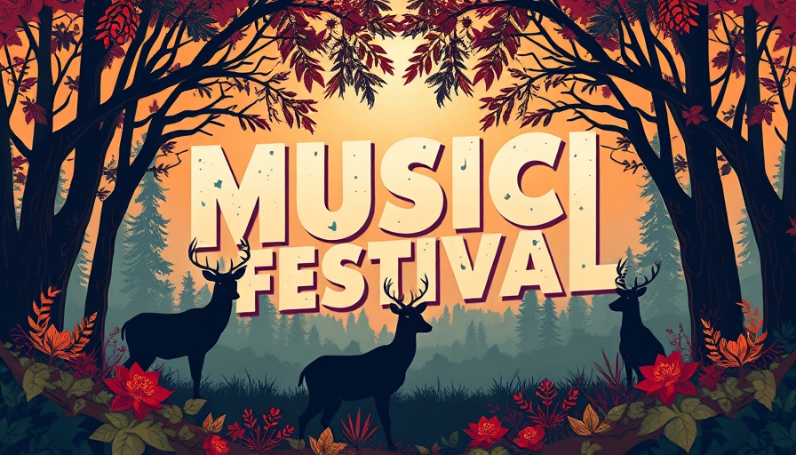 Cultural events today, forest-themed festival poster with animal silhouettes.
