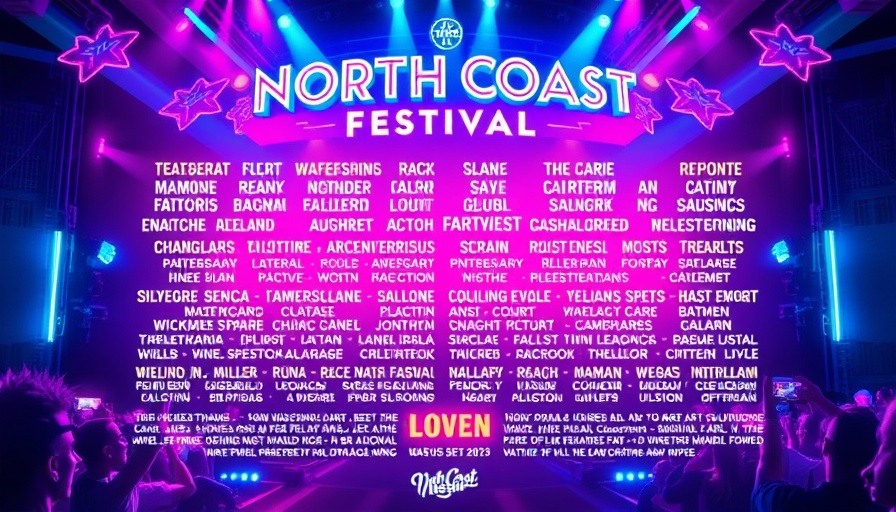 North Coast Festival 2025 lineup poster with neon design.