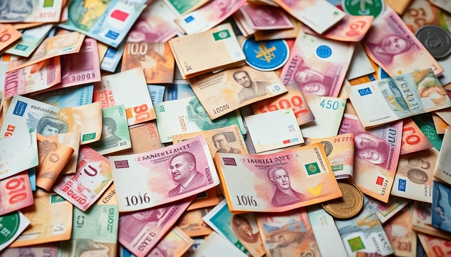 Assorted international currencies for budget travel tips for families.