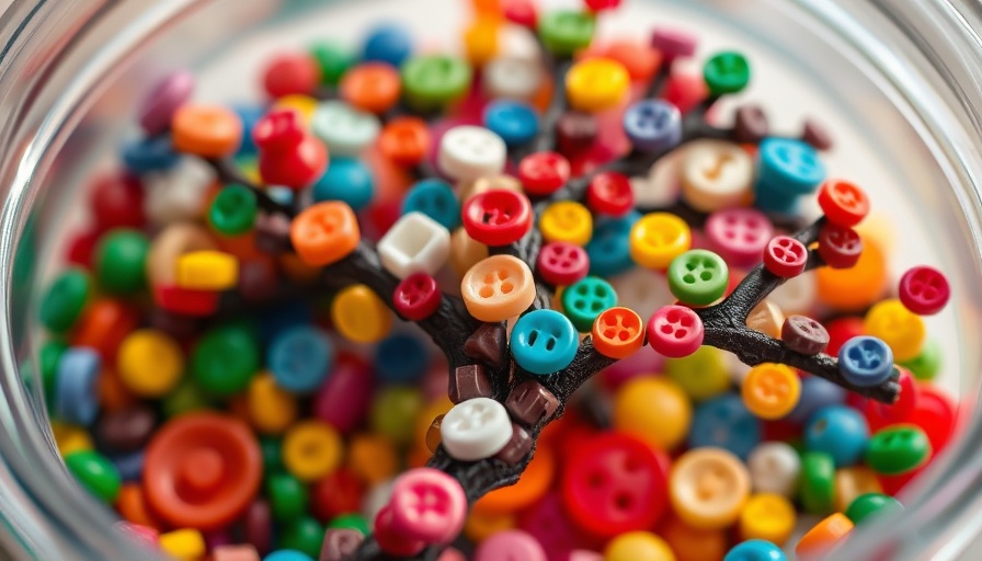 Colorful button tree craft, a fun family activity.