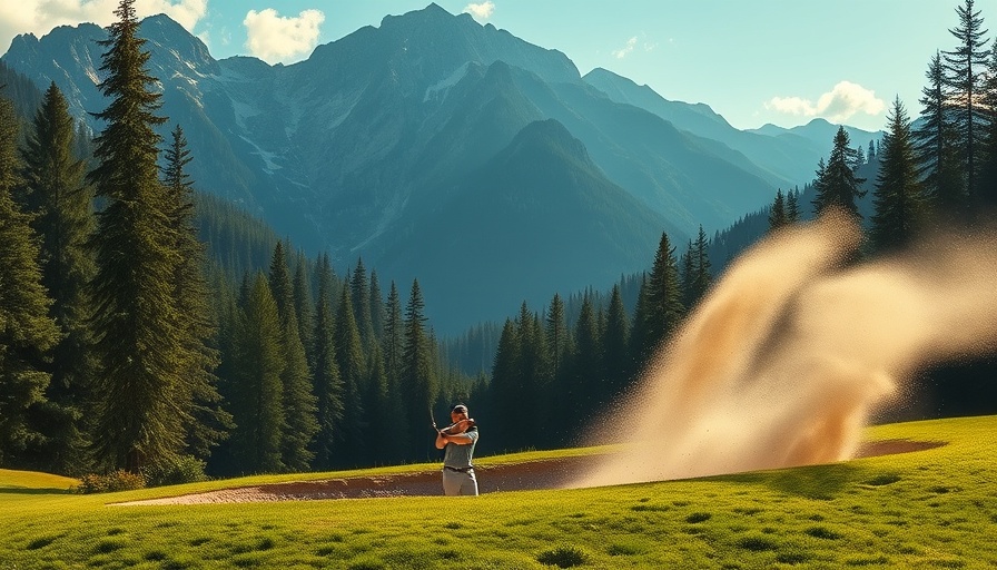 Golf vacation at Fairmont Hotels with a golfer swinging near mountains.