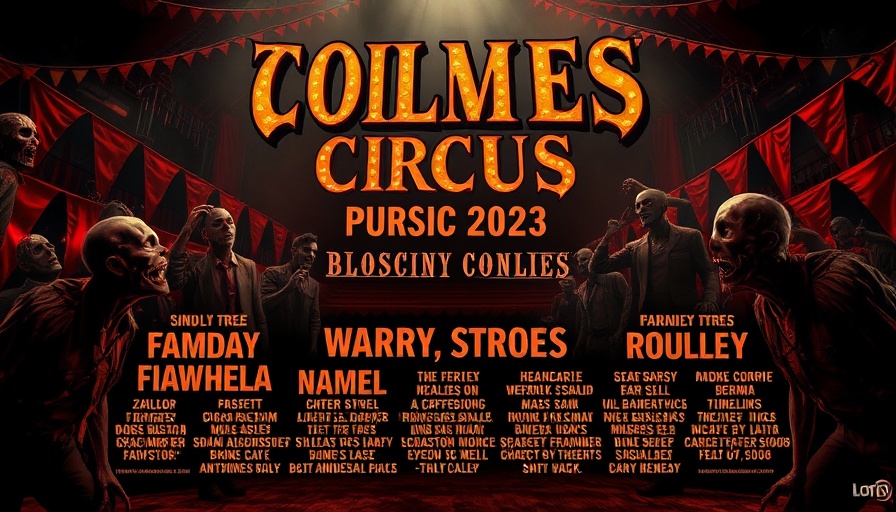 Escape Psycho Circus event poster with artist lineup and spooky theme.