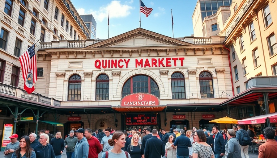 Quincy Market Boston with people, perfect for luggage storage Boston reference.