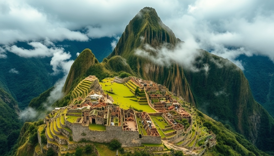 Aerial view of Andean trekking trails through ancient stone ruins.