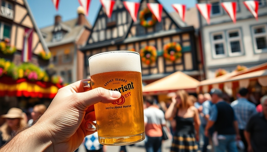 Oktoberfest travel with family scene featuring a festive beer.