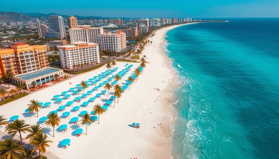 Miami Beach extends summer season, aerial view of shoreline with hotels.