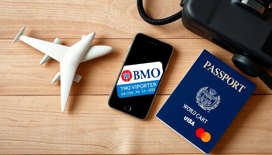BMO VIPorter World Elite Mastercard with travel essentials on wood.