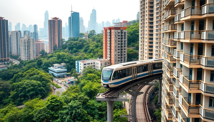 Chongqing monorail cutting through building, iconic urban scene.
