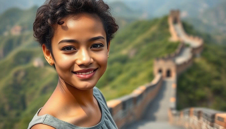 Young woman on the Great Wall, exploring a travel destination.