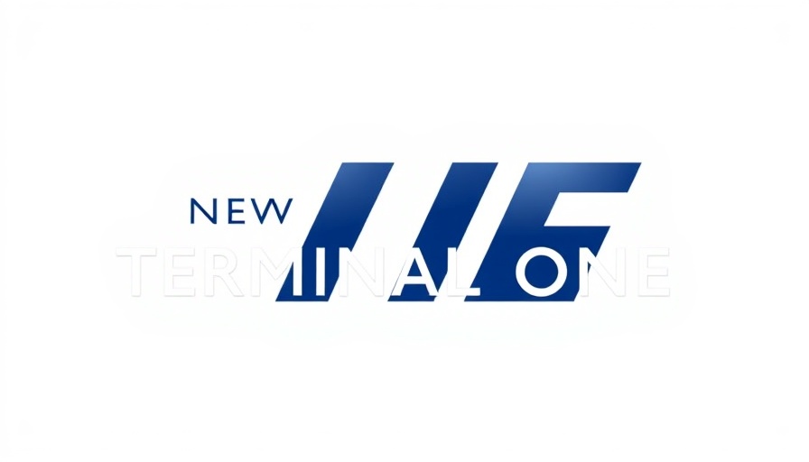 The New Terminal One logo at JFK Airport, modern design.