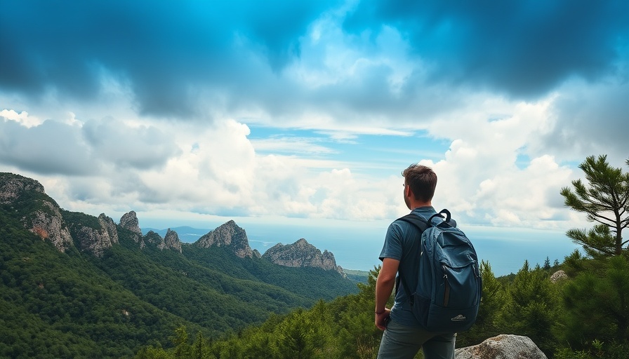 Adventurous hiker exploring Croatia off-season, rocky landscapes.