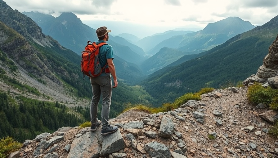 Adventurous hiker in US mountains, travel news us.