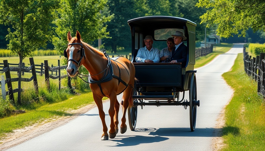 Family Adventure Amish Country in traditional horse-drawn buggy.