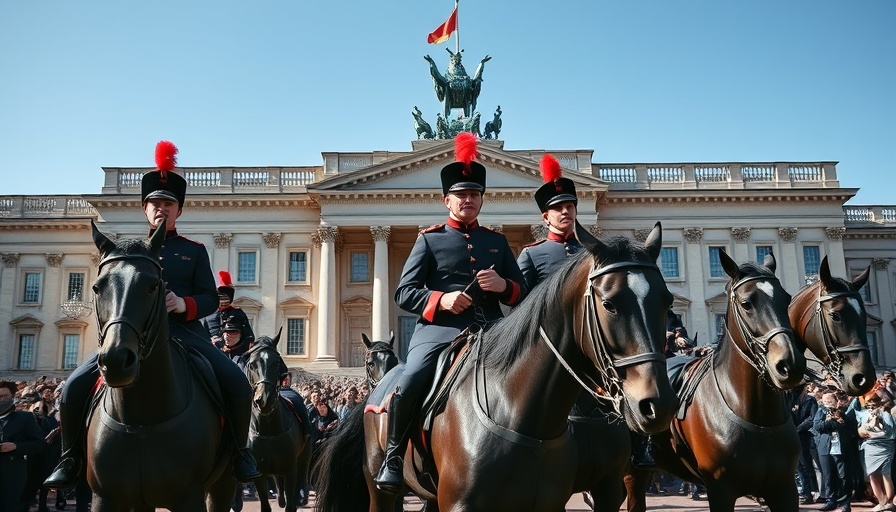Ceremonial guards on horseback at Horse Guards Parade in London