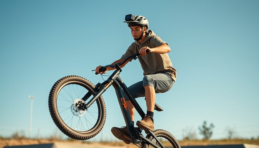 Cyclist jumping at Hudayriyat Island skate park, showcasing family activities.