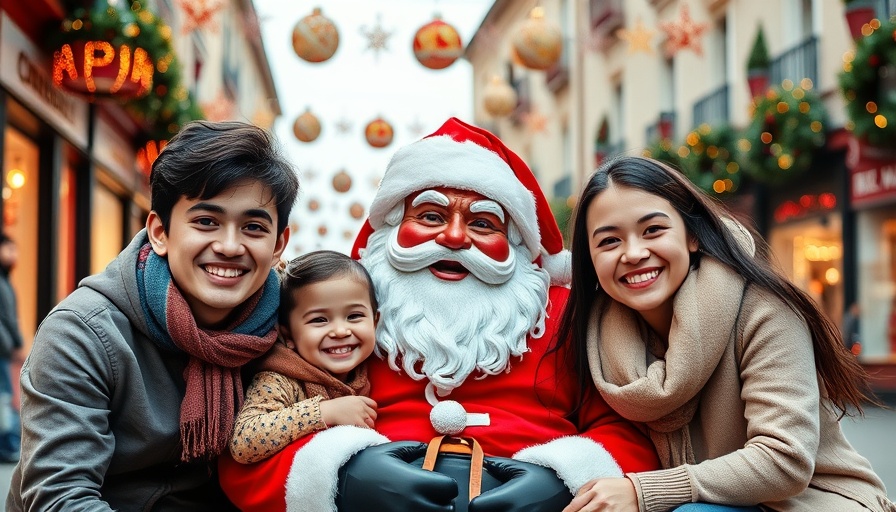 Festive family photo in Christmas Capital of Texas, cheerful holiday scene.