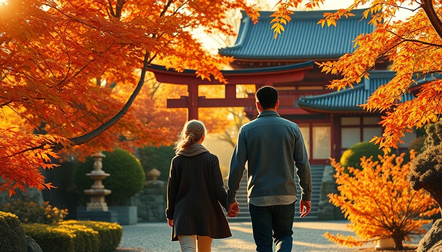 Choosing a travel destination in a serene Japanese autumn garden