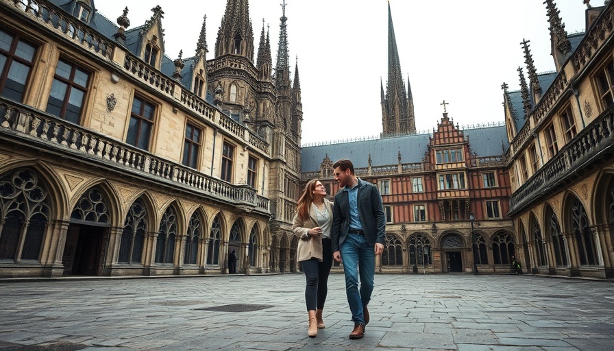 Visitors explore Gothic courtyard in Oxfordshire.