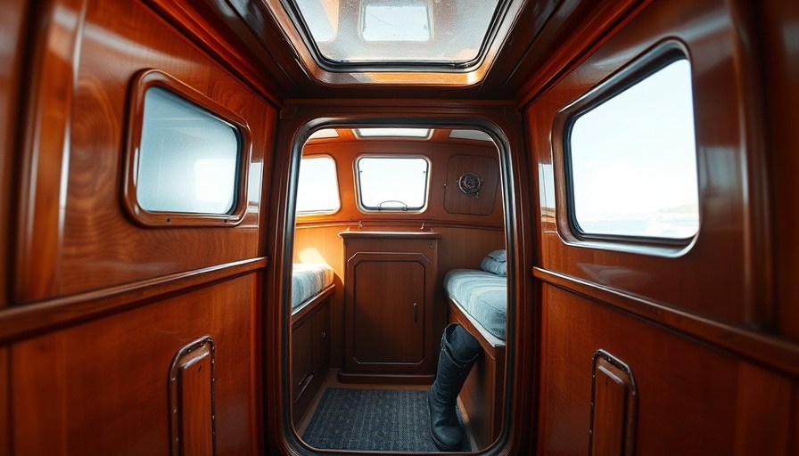 View from a boat cabin looking up through a hatch, person in boots on deck.