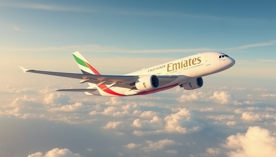 Emirates A380 aircraft cruising through the sky.
