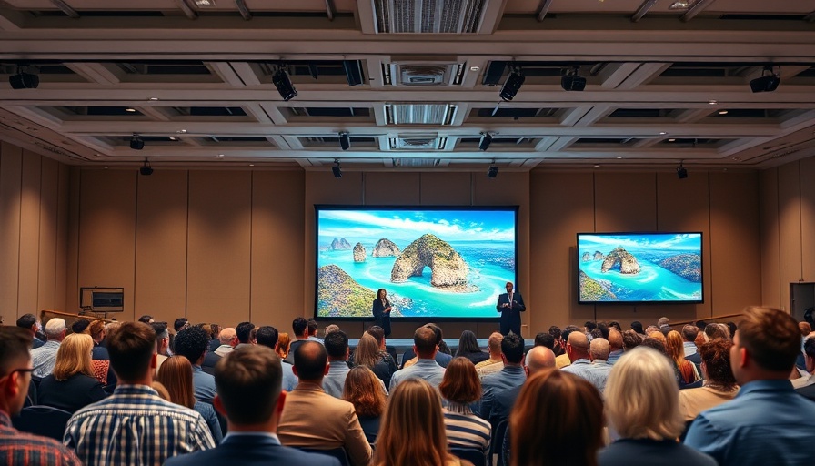 Conference room presentation on how to choose a travel destination.