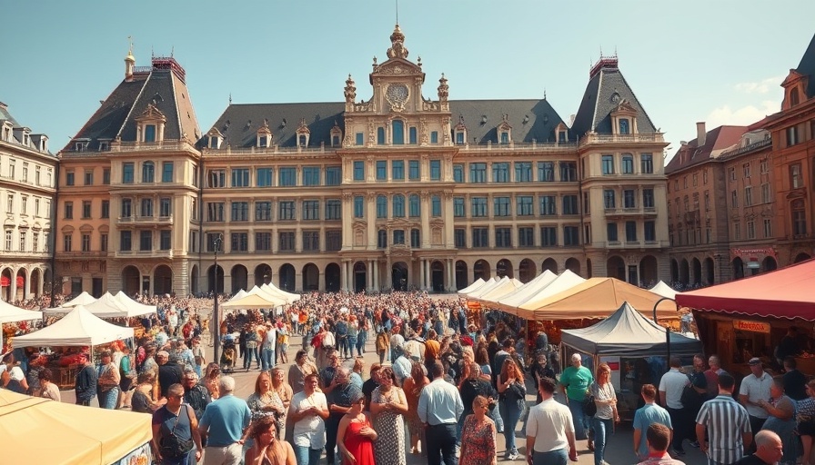 Family expedition exploring a vibrant European cultural festival.