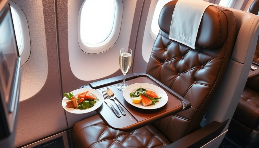 Luxurious Emirates Premium Economy dining setup showcasing rewards.