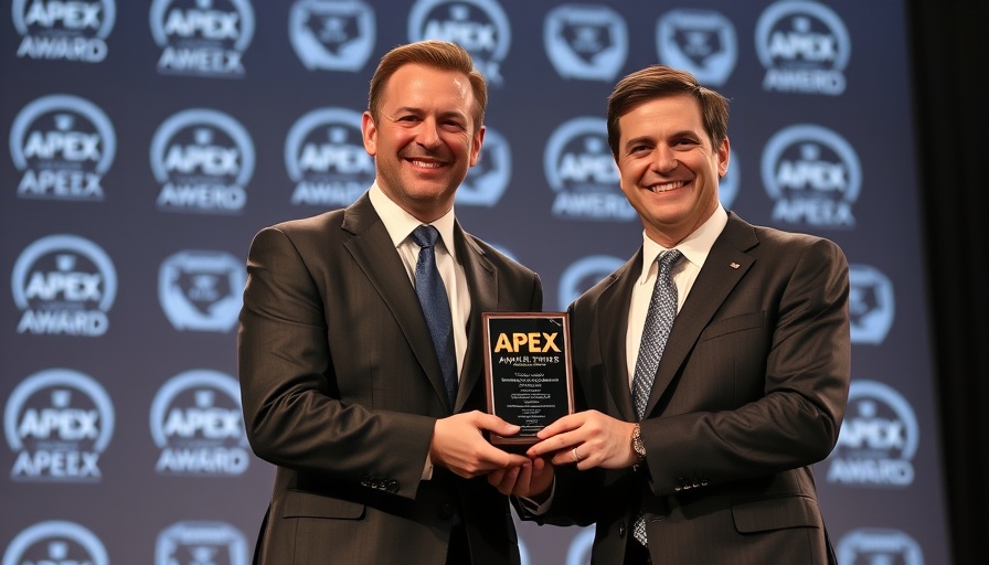 Travel news: APEX award ceremony with two men holding an award.
