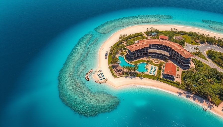 Luxurious Red Sea resort aerial view showcasing tourism.