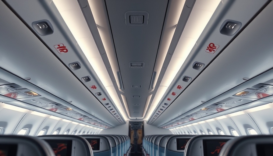 Modern interior of TAP Air Portugal Airspace cabin with empty seats.