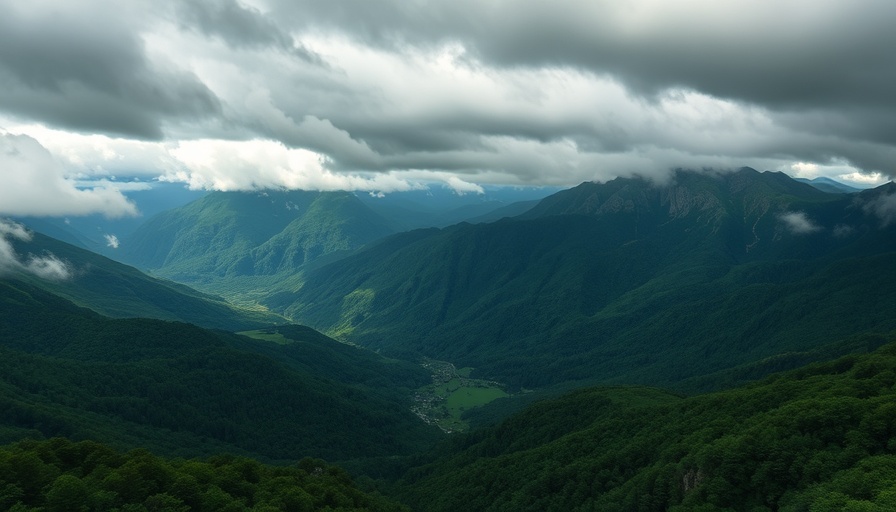 Mountain range under cloudy sky during a family expedition.