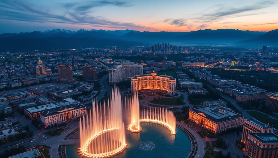 Aerial view of cityscape at twilight for travel on budget.
