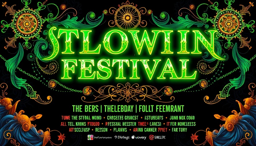 Cultural event poster with festival details and artist lineup.